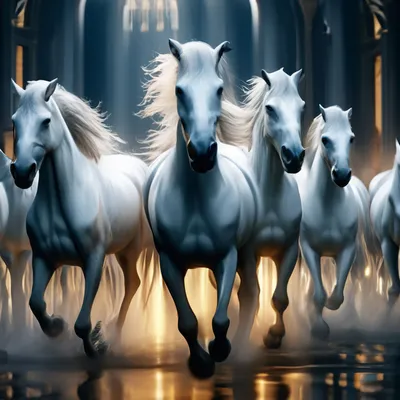 Белые лошади , сияние, белое свечение…» — создано в Шедевруме