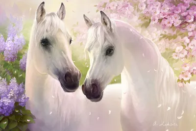 Купить картину Анна Лакисова белые лошади - Damina.plus