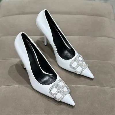 Женские кожаные белые туфли Balenciaga LM-16855 – Lazurka Mall