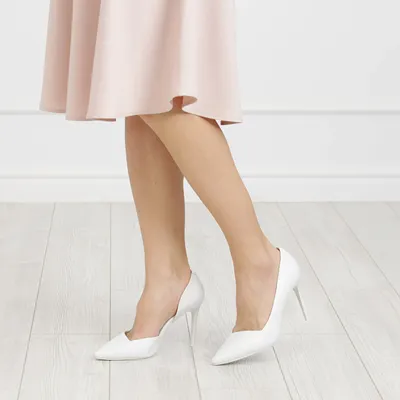 Белые туфли лодочки из кожи IS55-140206 - купить в интернет-магазине  ➦Respect