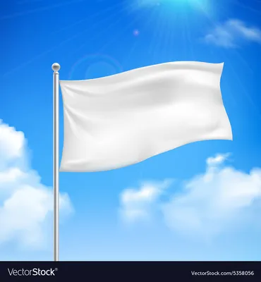 White flag waving on a blue sky background Vector Image