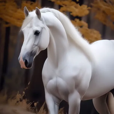 Очень красивый белый конь» — создано в Шедевруме