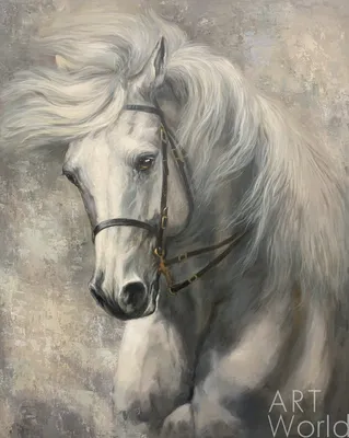 Картина по эскизу заказчика \"Белый конь\" 80x100 Sk200901 купить в Москве