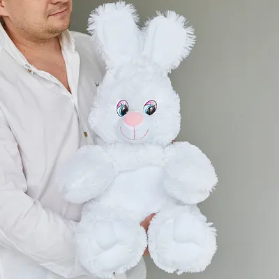 Купити Плюшевый вязаный белый заяц с длинными у | Skrynya.ua