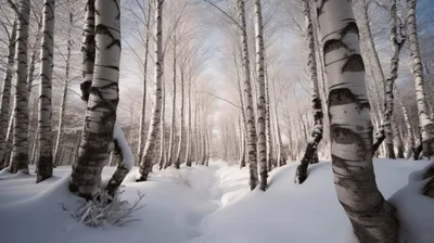 Береза в зимнем лесу - 75 фото