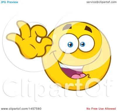 Clipart of a Cartoon Emoji Smiley Face Gesturing Ok - Royalty Free Vector  Illustration by Hit Toon #1457580