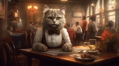 Кот в образе официанта - Можете такое представить? - Бесплатные изображения  из рубрики \"Картинки с животными\" | Творчество с Искусственным Интеллектом  | Дзен