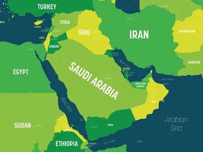 Ближний Восток. Страны и крупные города - Регионы - Каталог | Каталог  векторных карт