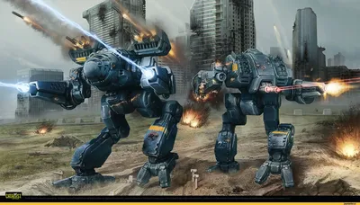 Огромные человекоподобные боевые роботы