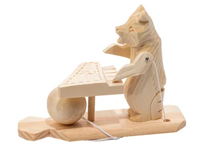 Резная богородская игрушка \"Медведь-пианист\" - Golden Cockerel