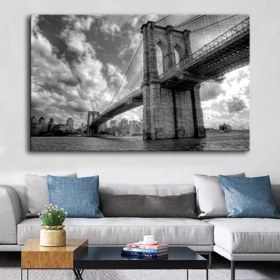 Большие современные черно-белые постеры с изображением Бруклинского моста,  картины на холсте, настенные картины для гостиной, художественные принты на  стену | AliExpress