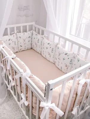 Бортики подушки в кроватку для новорожденных 120*60 \"Зайчики с розовым  оборотом\" - купить с доставкой по выгодным ценам в интернет-магазине OZON  (937912721)