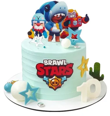 Торт Brawl Stars с фотопечатью и пряниками