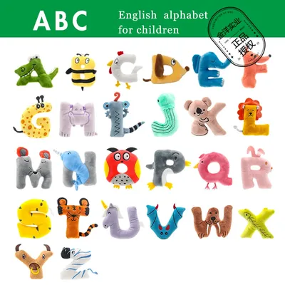 Высота 12 см Алфавит ЛОР 26 букв Легенда буква животные игрушки Английский  просвечивающие игрушки плюшевые обучающие игрушки | AliExpress