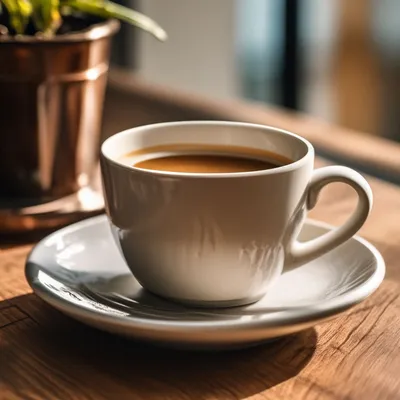 Утренняя чашка кофе на деревянном …» — создано в Шедевруме