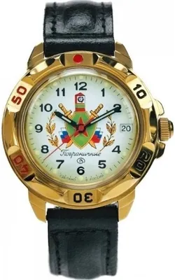 Купить \"Командирские\" наручные часы механические логотип Пограничные войска  Восток (439878), цена 3674 рубля с доставкой по России