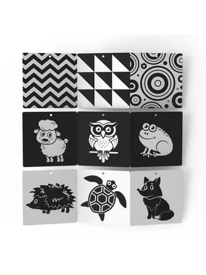 Черно-белые картинки для новорождённых «Животные», 40 картинок – Настольные  игры – магазин 22Games.net