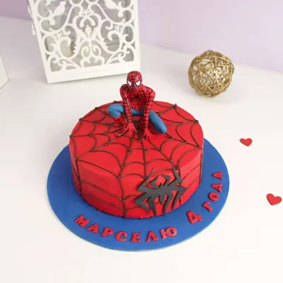 Торт Человек-паук красный на день рождения мальчика заказать с доставкой в  СПб на дом