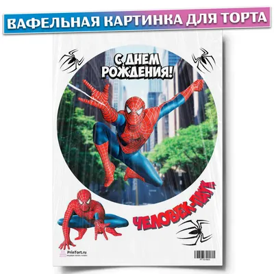 Картинка для торта \"Человек-паук (Spider-Men)\" - PT101635 печать на  сахарной пищевой бумаге
