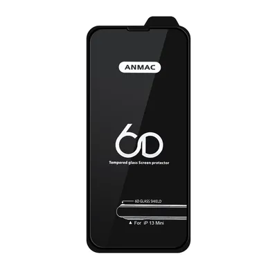 Купить Защитное стекло 6D на весь экран ANMAC для iPhone 13 Mini (Черная  рамка) за 350 руб, в Чехолере