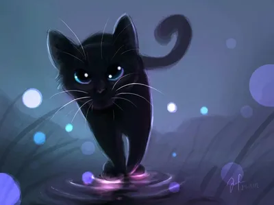 Черная кошка рисунок - 76 фото