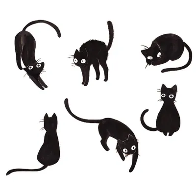Кот черный рисунок легкий - 80 фото