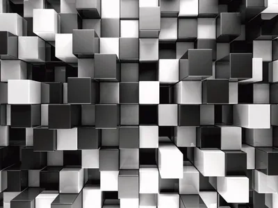 Фотообои Чёрно-белые кубы 3Д на стену. Купить фотообои Чёрно-белые кубы 3Д  в интернет-магазине WallArt