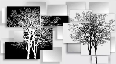 Фотообои 3D Черно-белые деревья, 500х270 CityArt 104963799 купить за 7 862  ₽ в интернет-магазине Wildberries