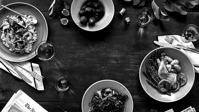 Черно-белые фото еды: выберите размер и формат для скачивания