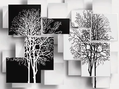 Черно-белые деревья стоковое изображение. изображение насчитывающей вал -  198779681