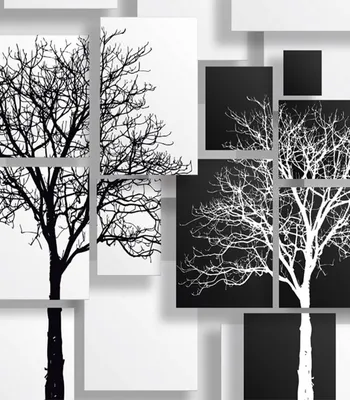 Черно-белый силуэт дерева вектора. Иллюстрация вектора - иллюстрации  насчитывающей вектор, чертеж: 212980250