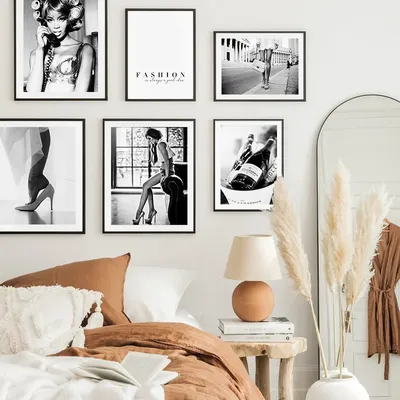 HD печать черно-белый модный женский постер стильная девушка Фото Арт  картина Салон красоты Настенная картина для комнаты макияжа домашний декор  | AliExpress