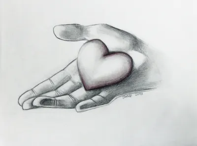 Рисунок рука с сердечком для срисовки - 52 фото