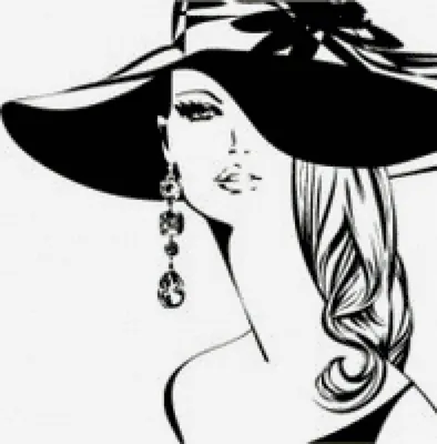 Предпросмотр схемы вышивки «Девушка, черно- белое, волос» | Шляпы для  девочек, Черно-белое, Искусство силуэта