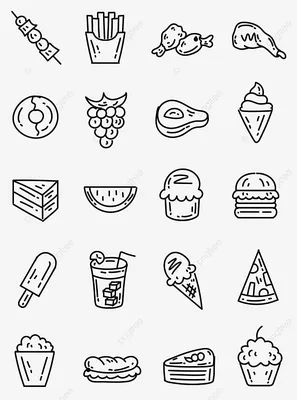 Значки еды черно-белые иллюстрация вектора. иллюстрации насчитывающей кухня  - 108892817