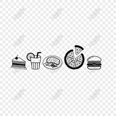 Нарисованные рукой установленные значки еды Doodle здоровые комплект черно- белых значков еды и питья Иллюстрация штока - иллюстрации насчитывающей  изолировано, икона: 111365835
