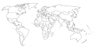 Цвета карты мира контура черно-белые Иллюстрация вектора - иллюстрации  насчитывающей контур, океан: 124754899 | Карта мира, Карта, Черно-белое
