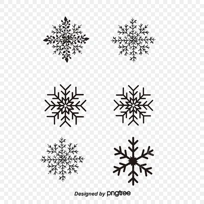 черно белые снежинки значок силуэт PNG , снежинка клипарт черно белый,  Черный вектор, Силуэт вектор PNG картинки и пнг PSD рисунок для бесплатной  загрузки