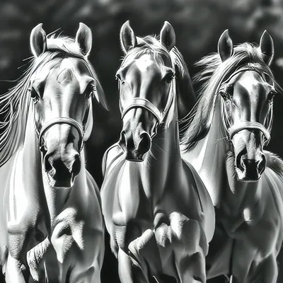 Черно-белые лошади в поле стоковое фото. изображение насчитывающей  лошадиный - 134705978