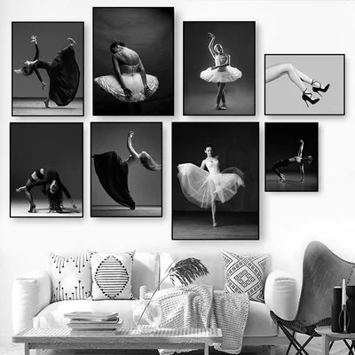 Купить Черно-белые фотографии, картины на холсте, рисунки, художественные  принты, изящные постеры с балериной, настенные панно для гостиной HD0103 |  Joom