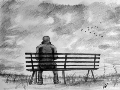 Одинокий человек рисунок - 76 фото