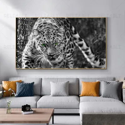 Леопардовые картины, зеленые глаза, черно-белые животные, холст, живопись,  постеры и принты для гостиной, дома, дикая жизнь, настенное искусство –  лучшие товары в онлайн-магазине Джум Гик