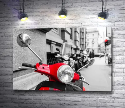 Картина \"Черно-белое фото мотоциклов с красными акцентами\" |  Интернет-магазин картин \"АртФактор\"