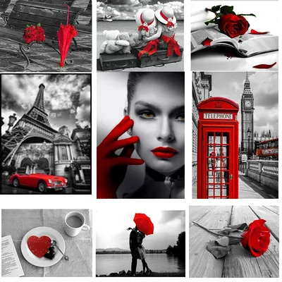 Черно белые картинки с красными элементами - 82 фото