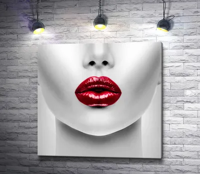 Картина \"Черно-белое фото девушки с красными губами\" | Интернет-магазин  картин \"АртФактор\"