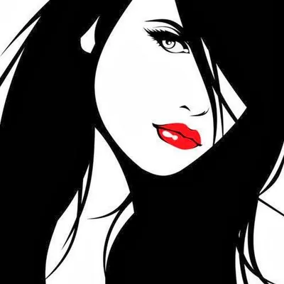 Модульная картина Черно-белый портрет молодой девушки с красными губами: -  Арт. 070092 | Купить в интернет-магазине Уютная стена