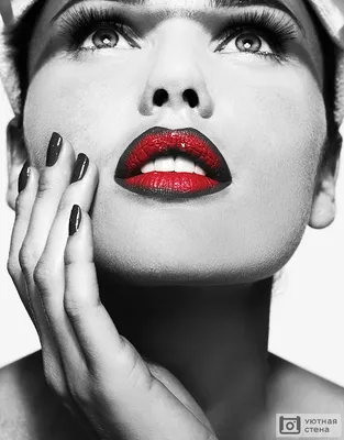 Черно-белый портрет женщины красоты с красными губами Стоковое Изображение  - изображение насчитывающей косметики, посмотрите: 36623623