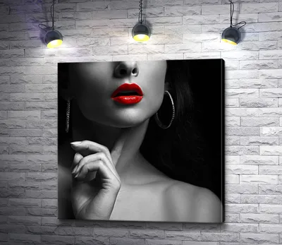 Картина \"Черно-белое фото девушки в шляпе с красными губами \" |  Интернет-магазин картин \"АртФактор\"