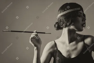 Фото Черно-белый портрет длинноволосой девушки с сигаретой