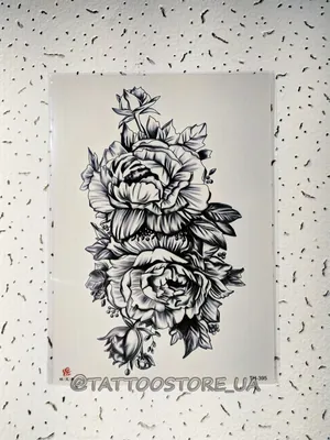 Эскиз Цветочная татуировка-палка Эскиз татуировки-наклейки Цветок розы черно -белый цветок – лучшие товары в онлайн-магазине Джум Гик